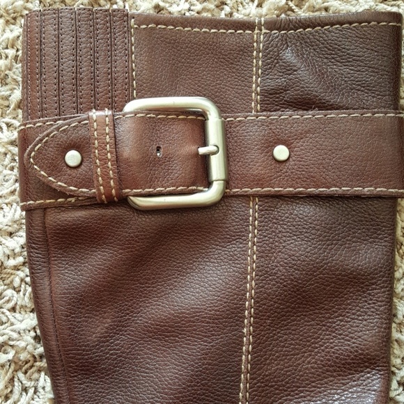 Brown Wedge Leather Boots - Picture 2 of 7